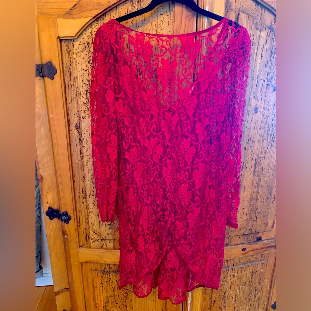 Victorian-inspired, Women’s Maroon Lace Dress/Tunic